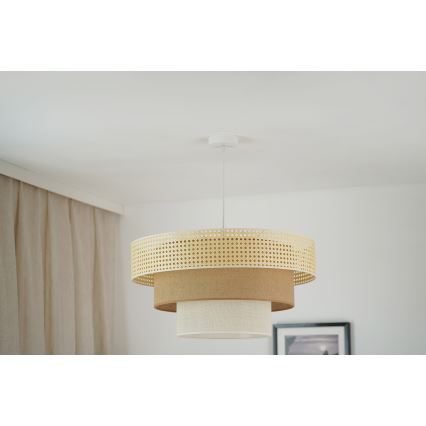 Brilagi - Mennyezeti lámpa CEDAR LUNETA 1xE27/15W/230V, 60 cm átmérőjű, rattan/barna/krém