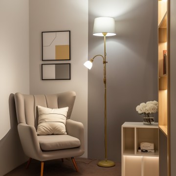 Brilagi - CERIA 2 az 1-ben állólámpa 1xE27/100W/230V + 1xE14/25W arany/szürke