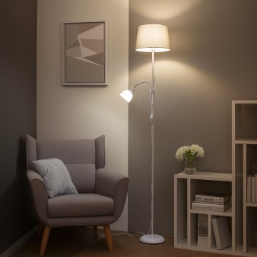 Brilagi - CERIA 2 az 1-ben állólámpa 1xE27/100W/230V + 1xE14/25W fehér/szürke