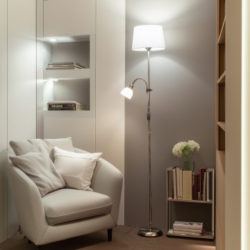 Brilagi - CERIA 2 az 1-ben állólámpa 1xE27/100W/230V + 1xE14/25W matt króm/fehér