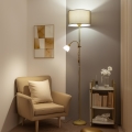 Brilagi - CERIA állólámpa 1xE27/100W/230V + 1xE14/25W arany/barna