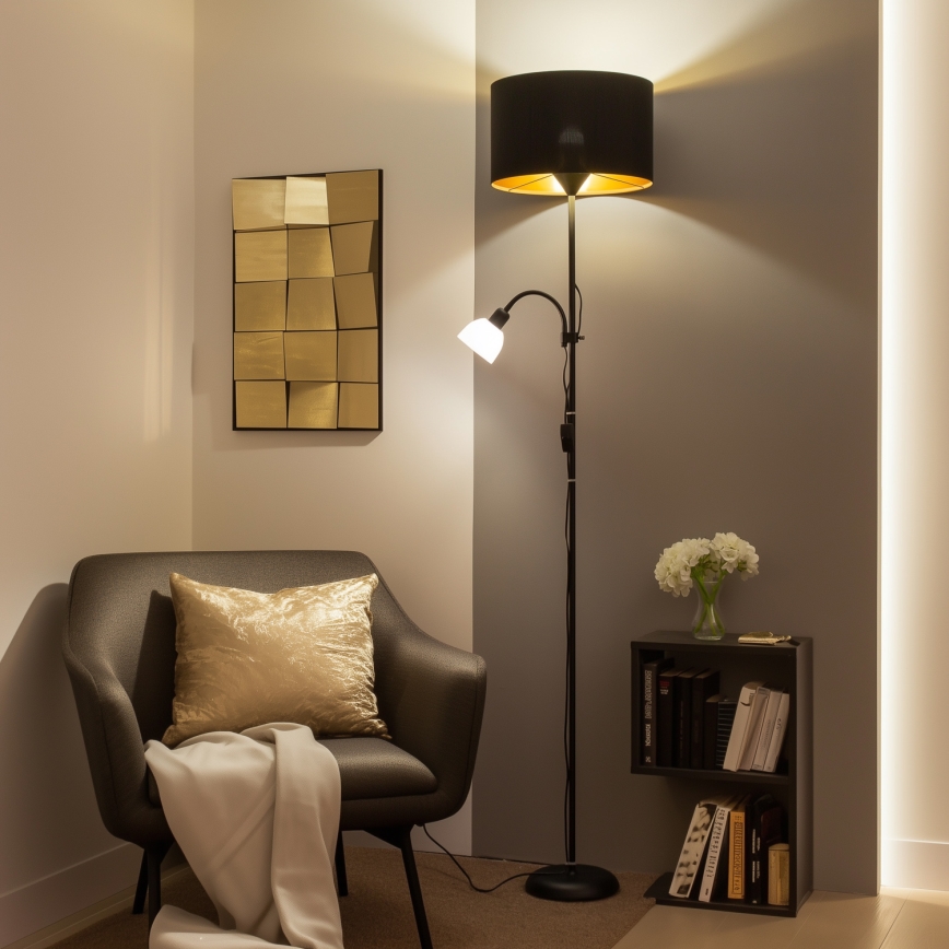 Brilagi - CERIA állólámpa 1xE27/100W/230V + 1xE14/25W fekete