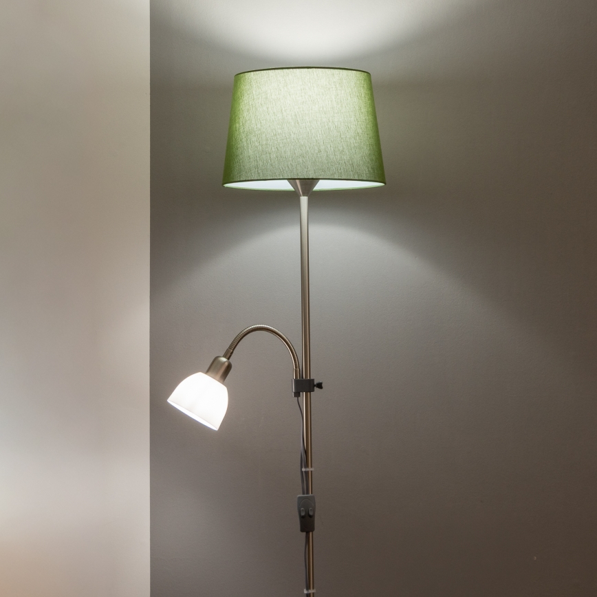 Brilagi - CERIA állólámpa 1xE27/100W/230V + 1xE14/25W matt króm/zöld