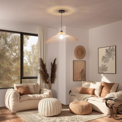 Brilagi - CERIA BOHO LED csillár zsinóron 1xE27/40W/230V átm. 70 cm bambusz