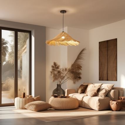 Brilagi - CERIA BOHO LED csillár zsinóron, 1xE27/40W/230V, Ø 70 cm, rattan