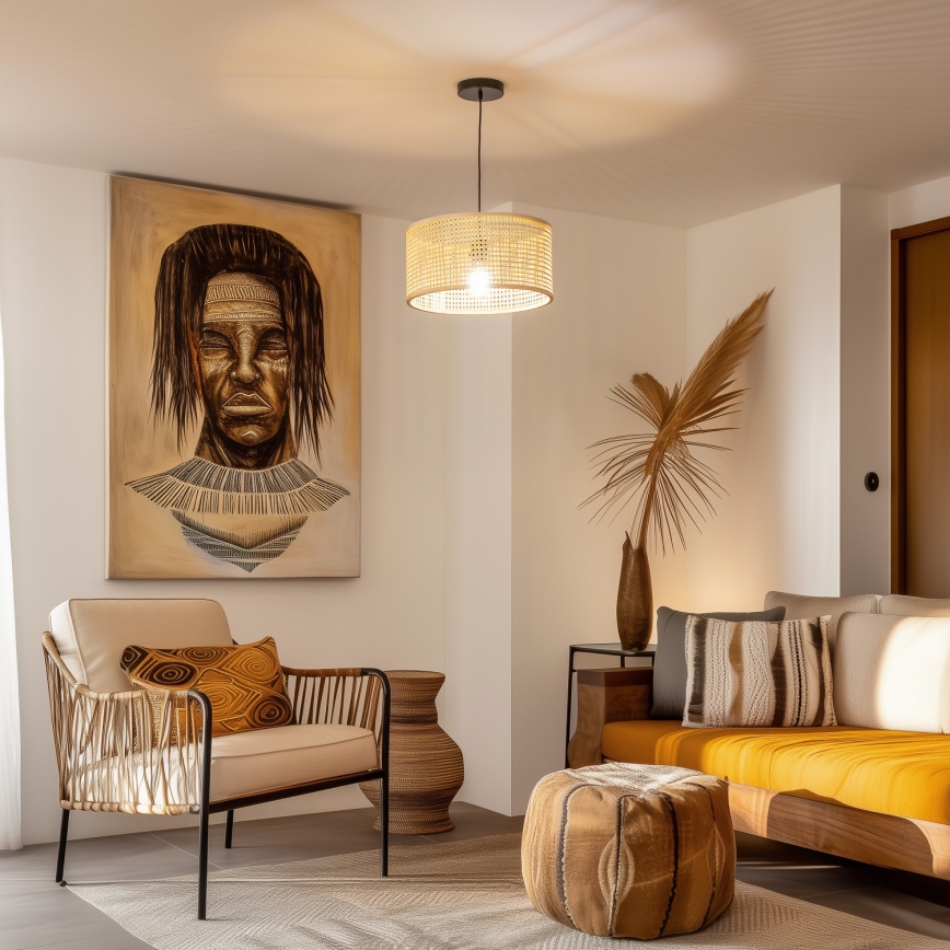 Brilagi - CERIA BOHO LED függőlámpa kábelen 1xE27/40W/230V, átm. 40 cm, bambusz