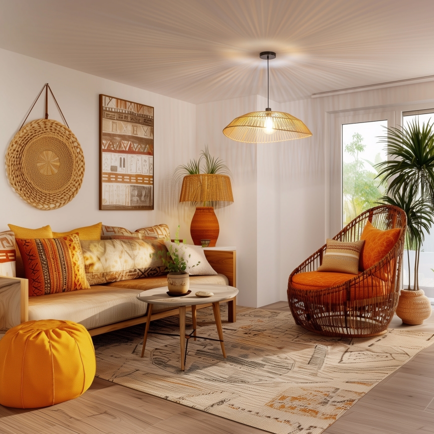 Brilagi - CERIA BOHO LED zsinóros függeszték, 1xE27/40W/230V, átm. 70 cm, barna