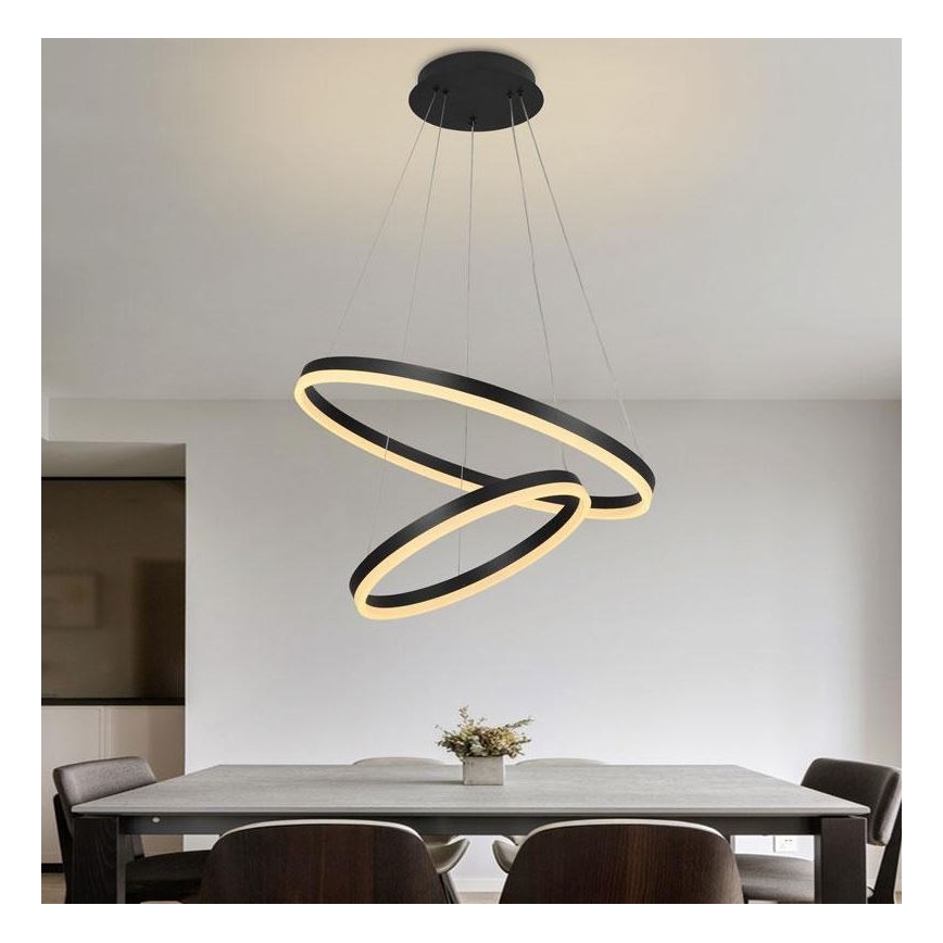 Brilagi - LED, dimmelhető kábeles csillár CIRCLE LED/70W/230V 3000-6500K átm. 60 cm fekete + távirányító