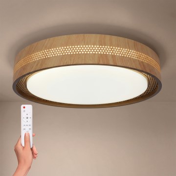 Brilagi - COCI LED dimmelhető mennyezeti lámpatest LED/48W/230V 3000-6500K átm. 39 cm fa dekor/fekete + távirányító