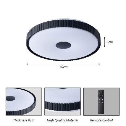 BRILAGI - Fényerőszabályozható mennyezeti lámpatest CORVO LED/72W/230V 3000-6000K fekete, átm. 50 cm + távirányítóval