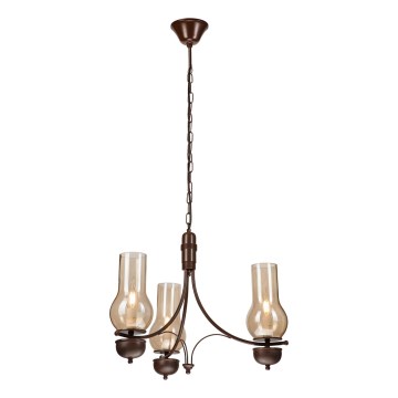 Brilagi - COTTAGE láncon függő LED csillár 3xE14/40W/230V bükk/barna/füstös bézs