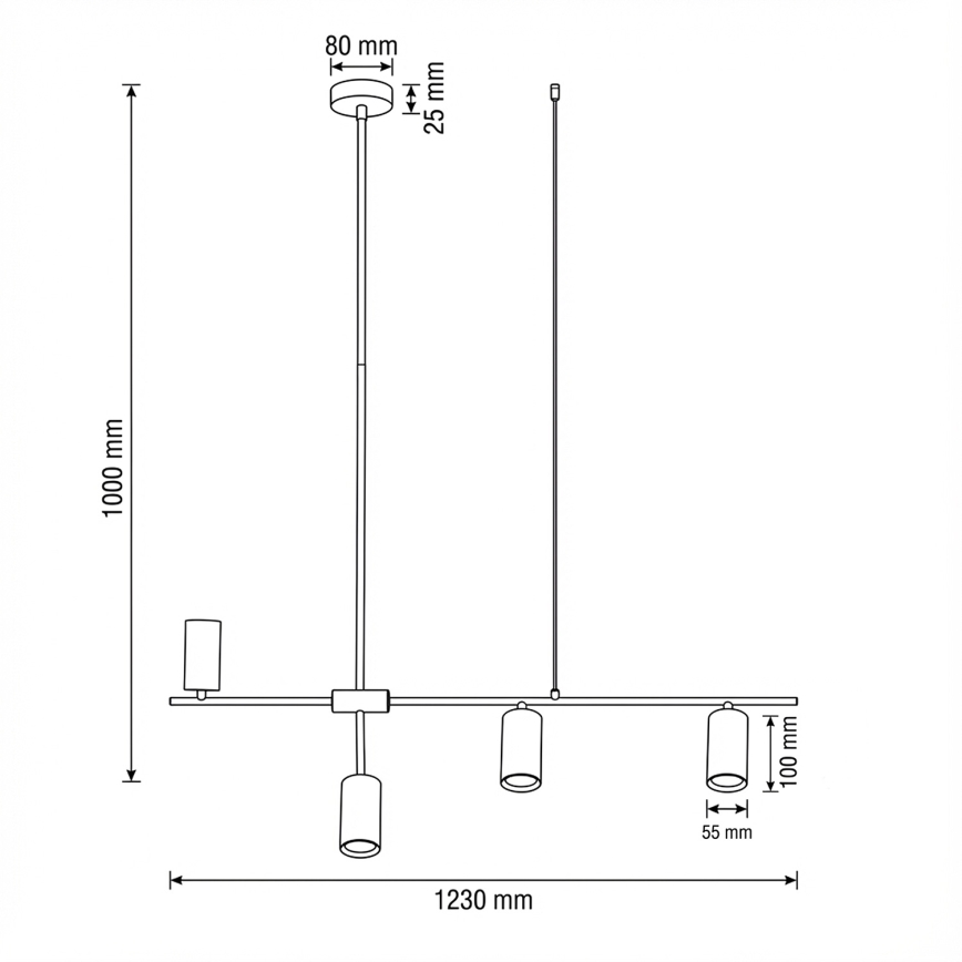 Brilagi - CRANE kábeles csillár 4xGU10/30W/230V fekete