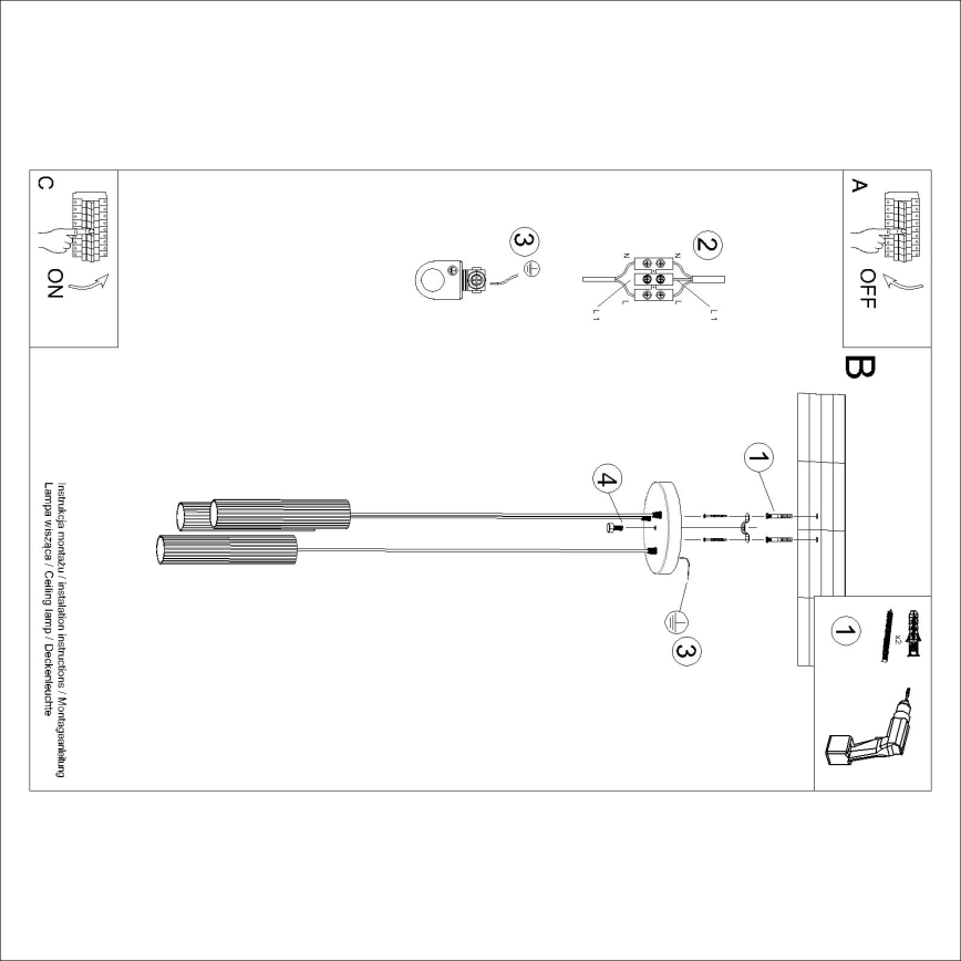 Brilagi - CRESTO LED kábeles csillár 3×GU10/10W/230V, fehér