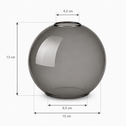 Brilagi - Csereüveg a DIOR E27 csillárhoz, átm. 15 cm, füstszürke
