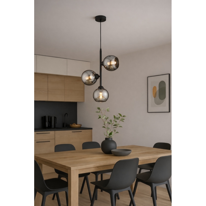 Brilagi - Csillár kábellel DIOR 3xE27/60W/230V fekete/füstszürke