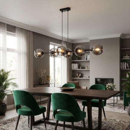 Brilagi - Csillár kábellel DIOR 6xE27/60W/230V fekete/füstszürke