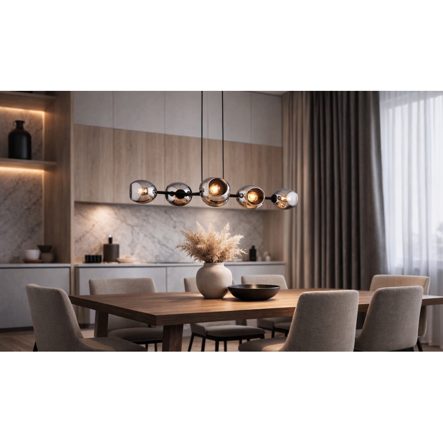 Brilagi - Csillár kábellel DIOR 6xE27/60W/230V fekete/füstszürke