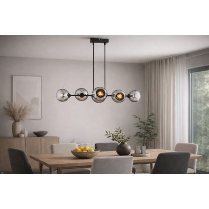 Brilagi - Csillár kábellel DIOR 6xE27/60W/230V fekete/füstszürke
