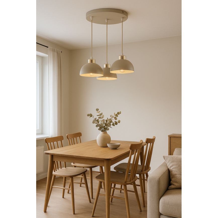 Brilagi - Csillár kábellel MOON 3xE27/60W/230V bézs/arany