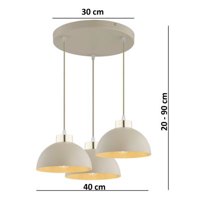 Brilagi - Csillár kábellel MOON 3xE27/60W/230V bézs/arany