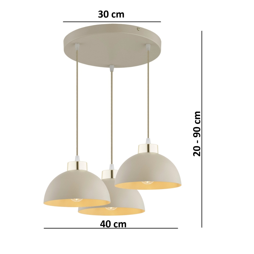Brilagi - Csillár kábellel MOON 3xE27/60W/230V bézs/arany