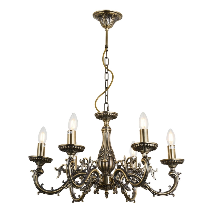 Brilagi - Csillár láncon CLASSIC 6xE14/60W/230V réz