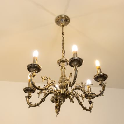 Brilagi - Csillár láncon CLASSIC 6xE14/60W/230V réz