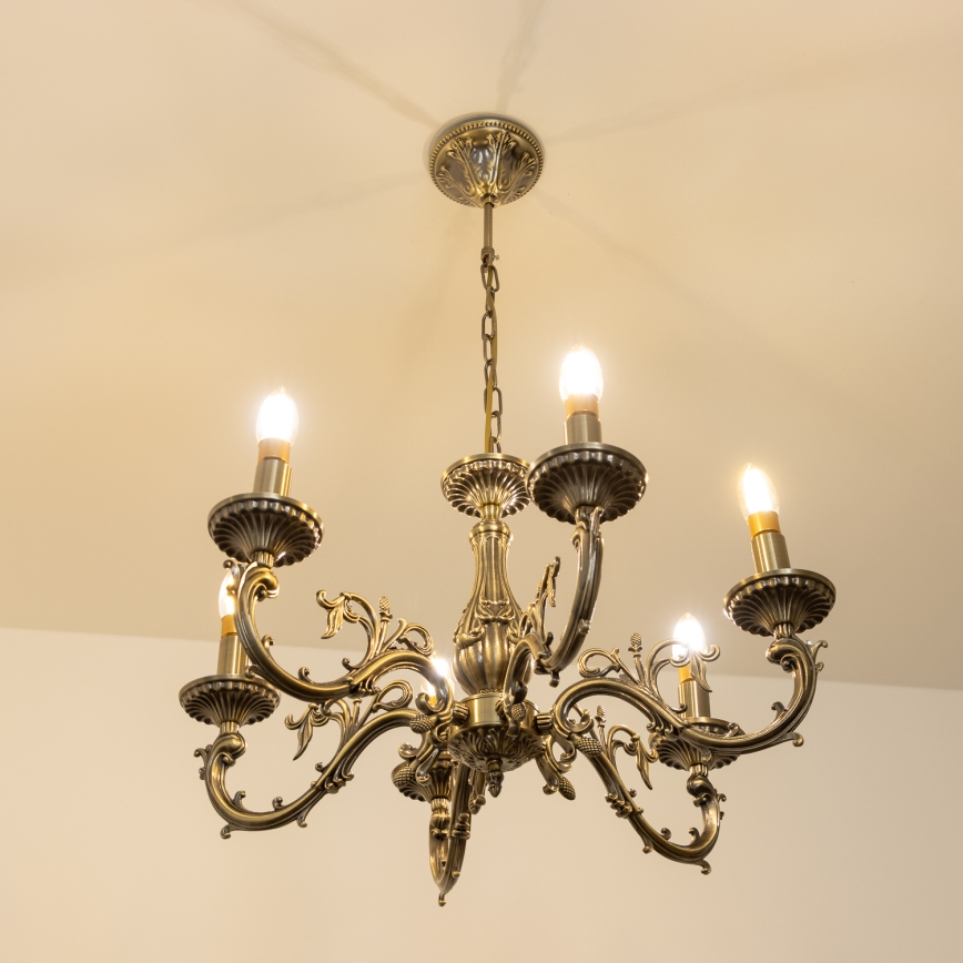 Brilagi - Csillár láncon CLASSIC 6xE14/60W/230V réz