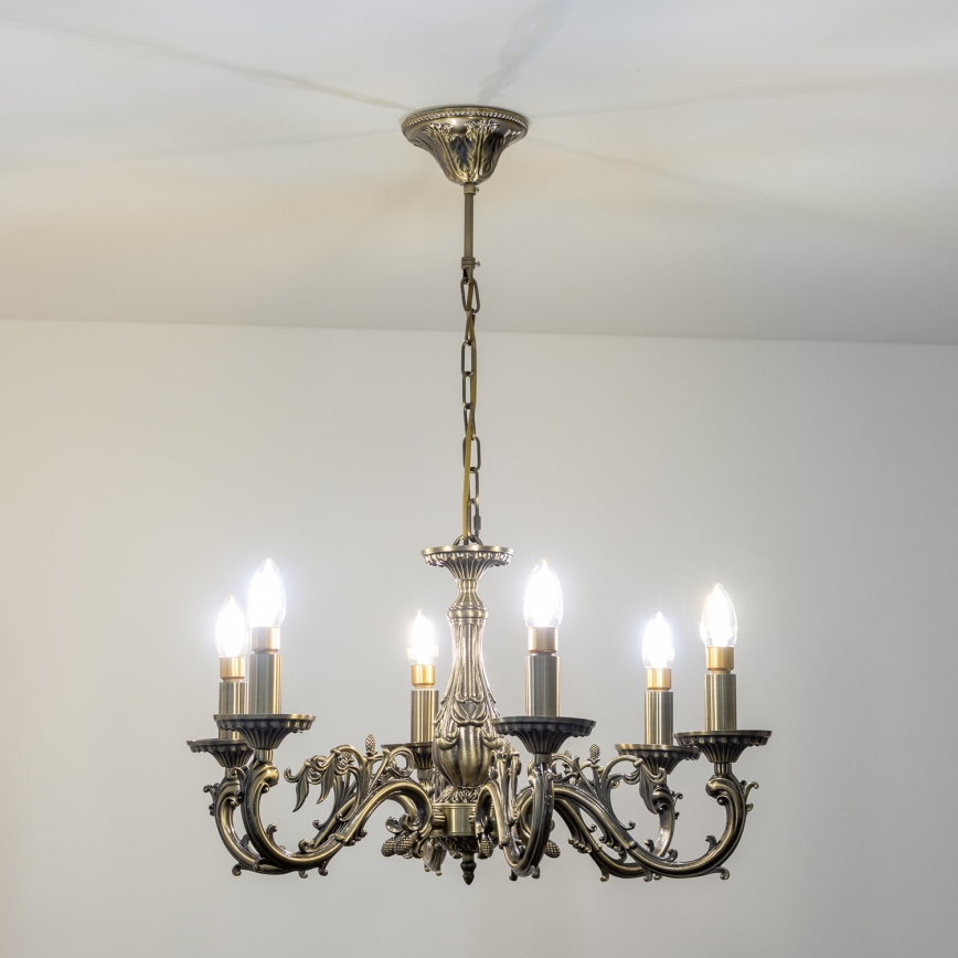 Brilagi - Csillár láncon CLASSIC 6xE14/60W/230V réz