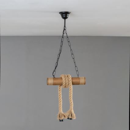 Brilagi - Csillár láncon KOS 2xE27/60W/230V bükkfa