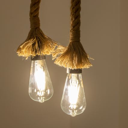 Brilagi - Csillár láncon KOS 2xE27/60W/230V bükkfa