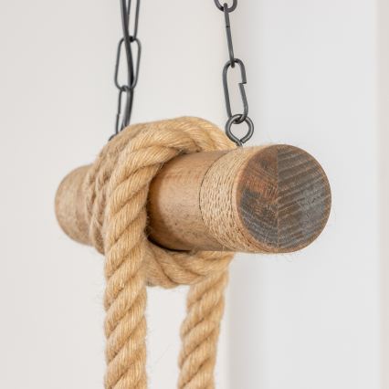 Brilagi - Csillár láncon KOS 2xE27/60W/230V bükkfa