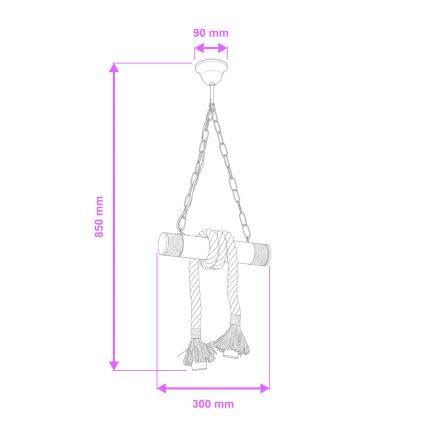 Brilagi - Csillár láncon KOS 2xE27/60W/230V bükkfa