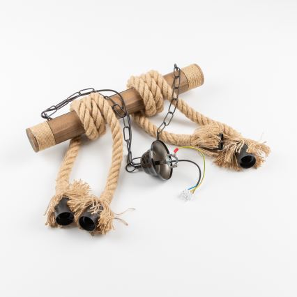 Brilagi - Csillár láncon KOS 4xE27/60W/230V bükkfa