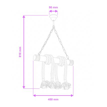 Brilagi - Csillár láncon KOS 4xE27/60W/230V bükkfa