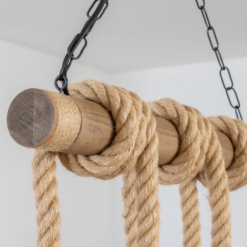 Brilagi - Csillár láncon KOS 6xE27/60W/230V bükkfa