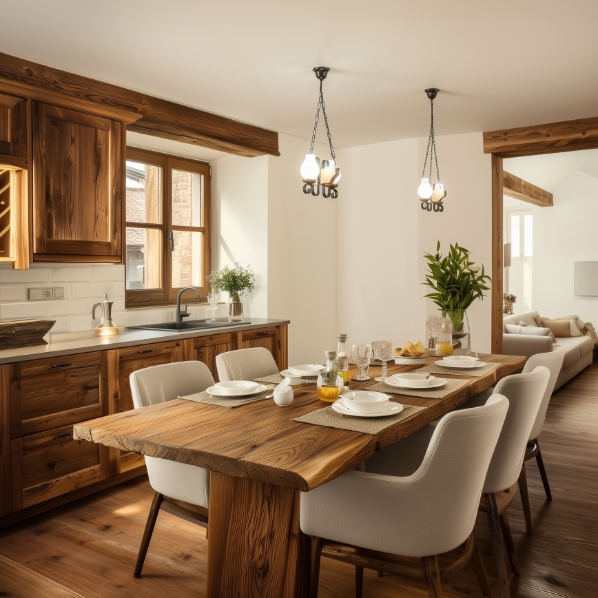 Brilagi - Csillár láncon QUEEN 2xE14/40W/230V bükkfa/dió