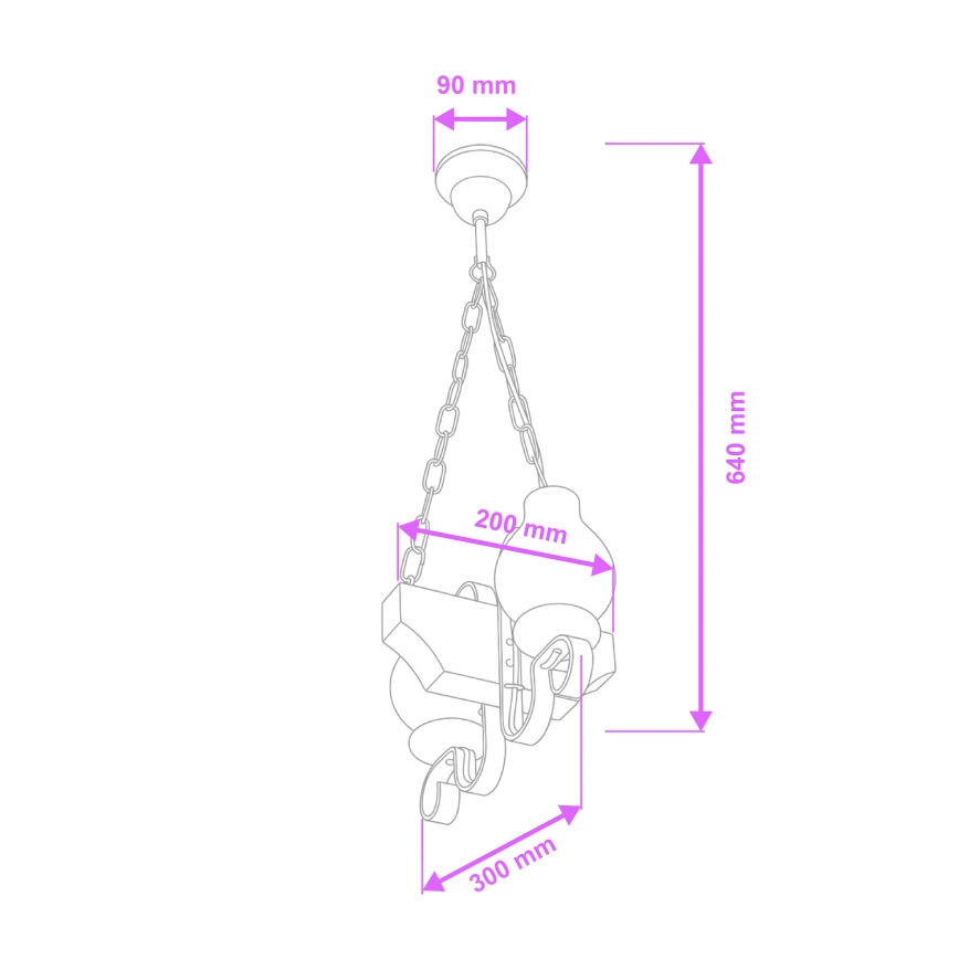Brilagi - Csillár láncon QUEEN 2xE14/40W/230V bükkfa/dió