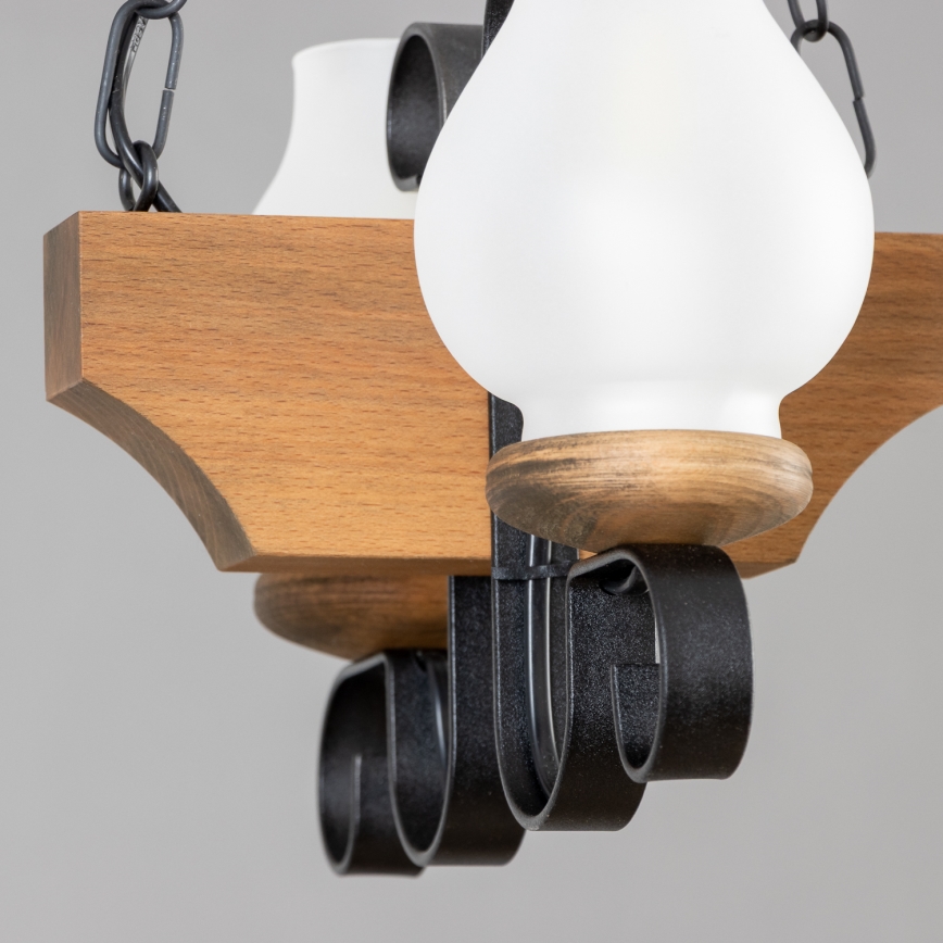 Brilagi - Csillár láncon QUEEN 2xE14/40W/230V bükkfa