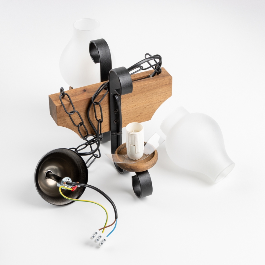 Brilagi - Csillár láncon QUEEN 2xE14/40W/230V bükkfa