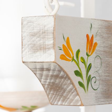 Brilagi - Csillár láncon QUEEN 2xE14/40W/230V bükkfa/krémes