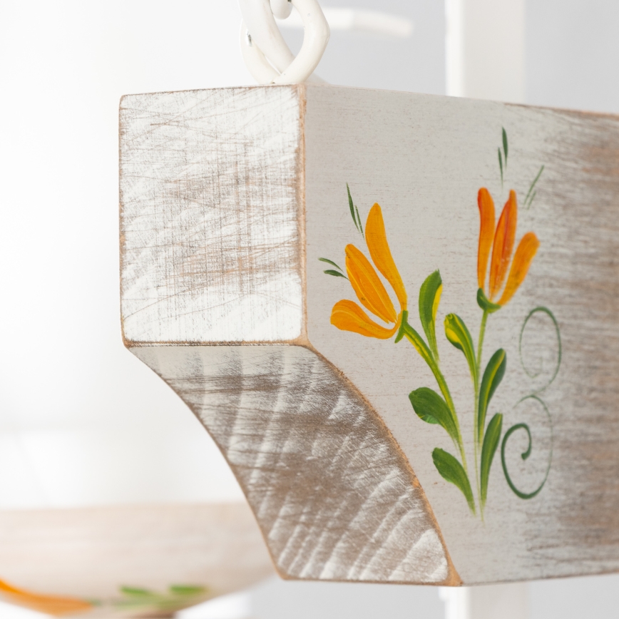 Brilagi - Csillár láncon QUEEN 2xE14/40W/230V bükkfa/krémes