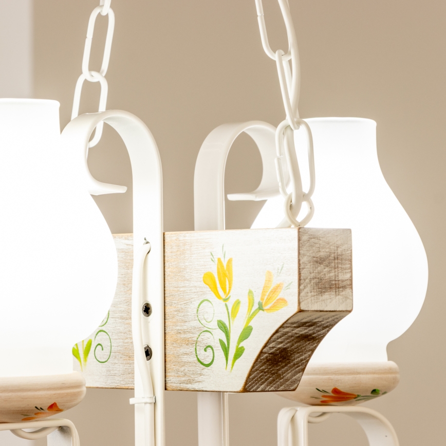 Brilagi - Csillár láncon QUEEN 2xE14/40W/230V bükkfa/krémes