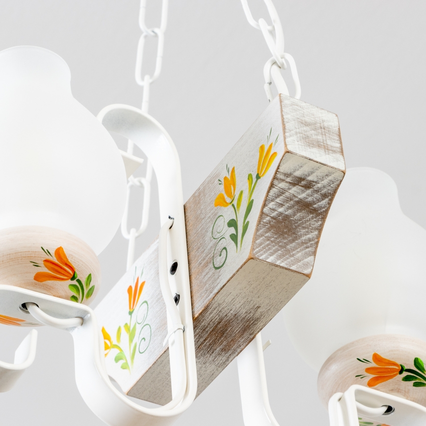 Brilagi - Csillár láncon QUEEN 2xE14/40W/230V bükkfa/krémes