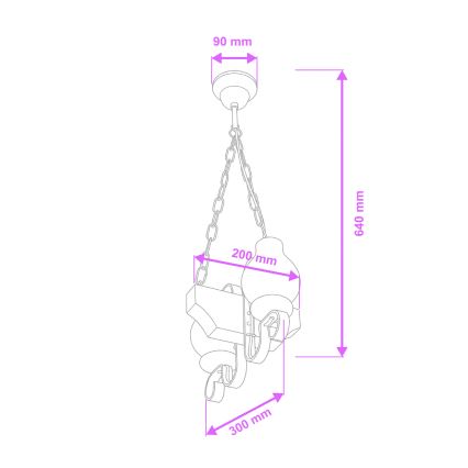 Brilagi - Csillár láncon QUEEN 2xE14/40W/230V bükkfa/krémes