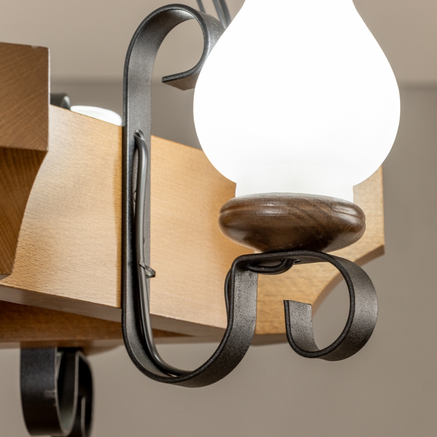 Brilagi - Csillár láncon QUEEN 3xE14/40W/230V bükkfa/dió