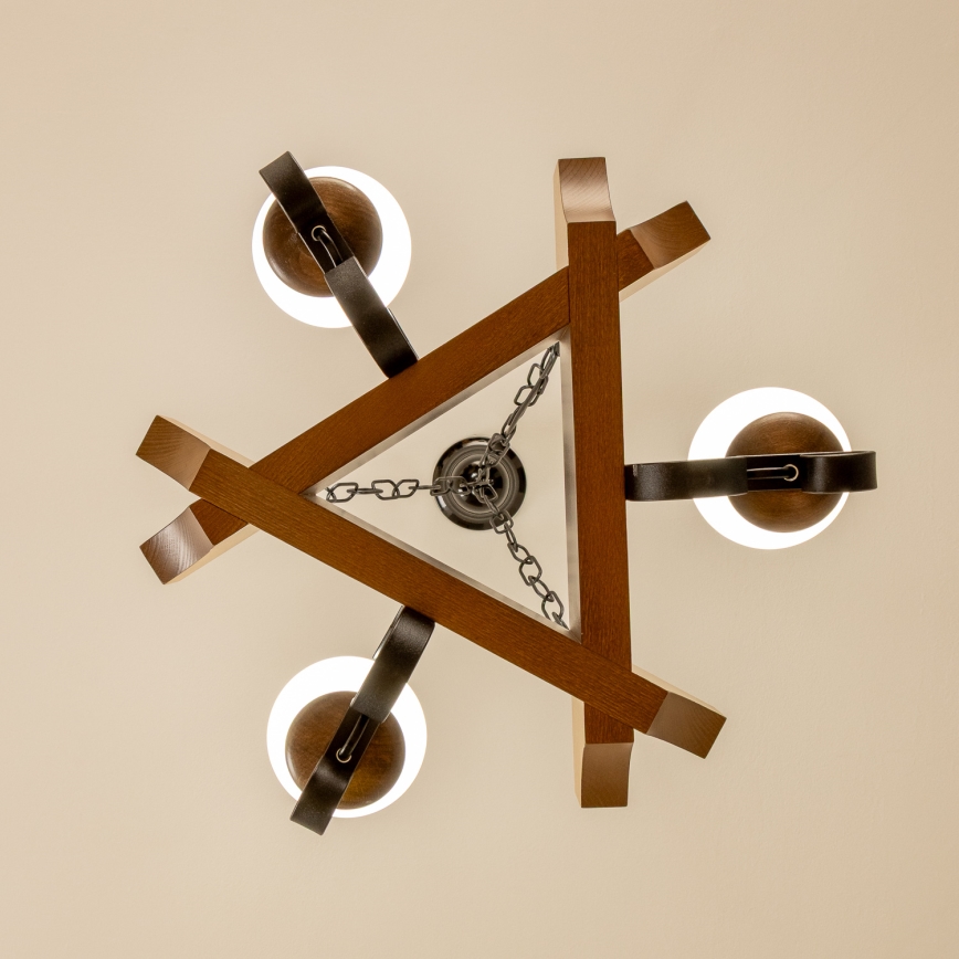 Brilagi - Csillár láncon QUEEN 3xE14/40W/230V bükkfa/dió