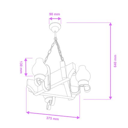 Brilagi - Csillár láncon QUEEN 3xE14/40W/230V bükkfa/dió