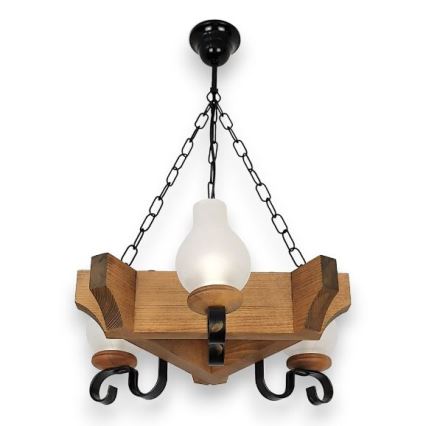 Brilagi - Csillár láncon QUEEN 3xE14/40W/230V bükkfa