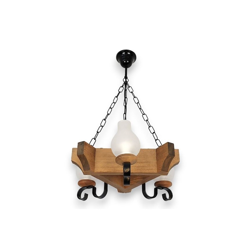 Brilagi - Csillár láncon QUEEN 3xE14/40W/230V bükkfa